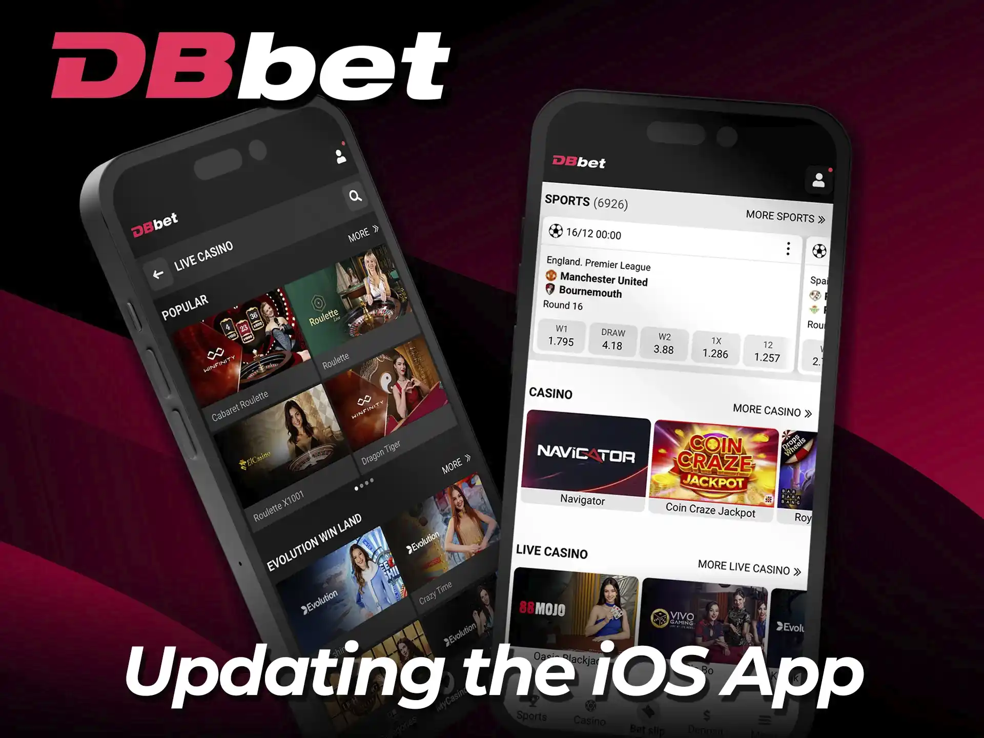 Update your iOS app via the DBBet site now.